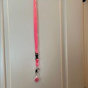NWOT Pink Checkered Retractable Badge Holder
